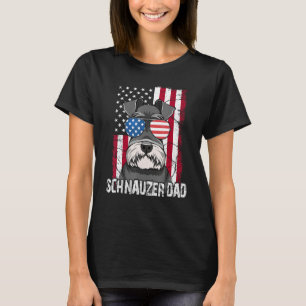 Dog Dad Fathers Day Mini Schnauzer USA Flag 4th o T-Shirt