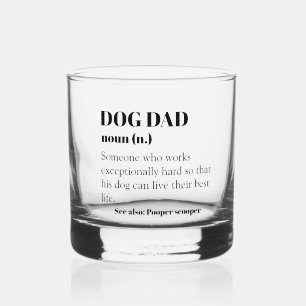 Dog Dad Funny Definition Word Noun Gift Father's  Whiskey Glass