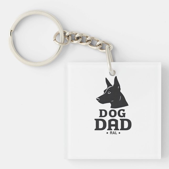Dog Dad Gifts for Him – Funny & Custom Gea Key Ring (Front)
