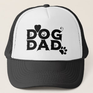 Dog dad groovy logo heart puppy paw Father's Day Trucker Hat