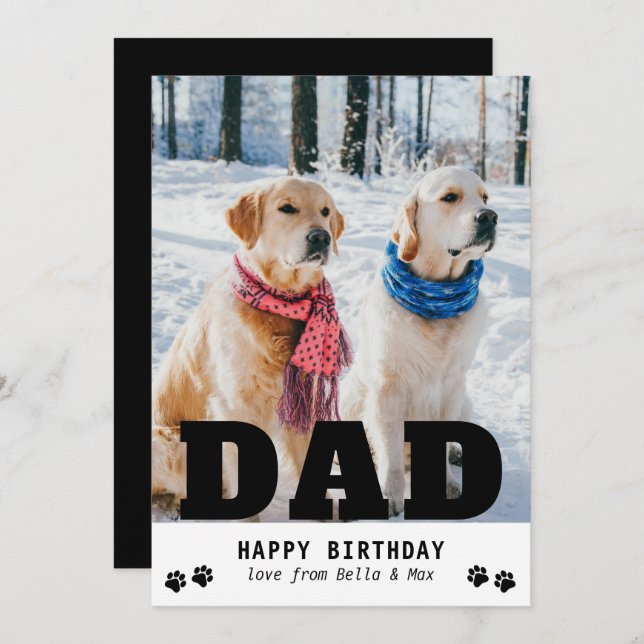 Dog Dad Happy Birthday Modern Personalized Photo (Front/Back)