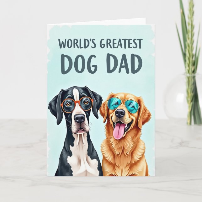 Dog Dad Happy Day Art Card (Front)