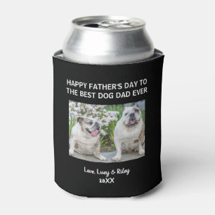 Dog Dad Happy Father's Day Custom Photo Black Can Cooler