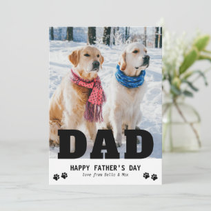 Dog Dad Happy Father's Day Paw Print Modern Photo Holiday Card
