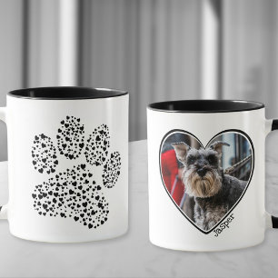 Dog Dad Heart Paw Print Personalised Photo Mug