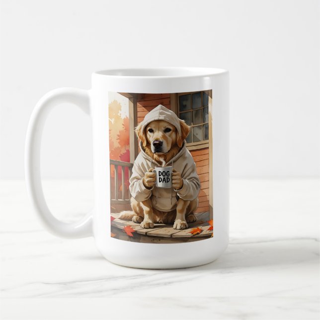Dog Dad Life Poster – Porch Coffee & Puppy Cuddles Coffee Mug (Left)