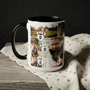 Dog Dad Modern Minimal Pet Photo Collage Paw Print Mug