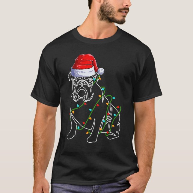 Dog Dad Mom Bulldog Christmas  Dog Christmas Light T-Shirt (Front)