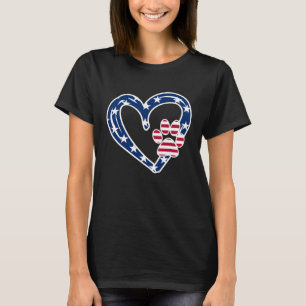 Dog Dad Mum Love Dogs Paw Print Heart I Love Cats T-Shirt