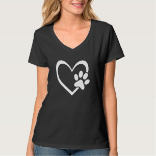 Dog Dad Mum Puppy Love Dogs Cats Paw Print Heart F T-Shirt