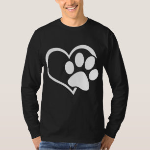 Dog Dad Mum Puppy Love Dogs Paw Print Heart Women T-Shirt