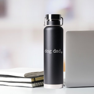 Dog Dad or Custom Text Minimal Retro Typewriter Water Bottle