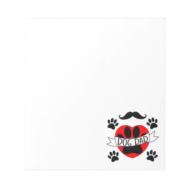 Dog Dad Paw And Red Heart Drawing Notepad (Front)