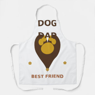 Dog Dad Paw Heart, Retro Boho Pet Lover Design  Apron