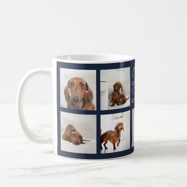 Dog Dad Paw Print Eight Photos Custom Coffee Mug (Left)