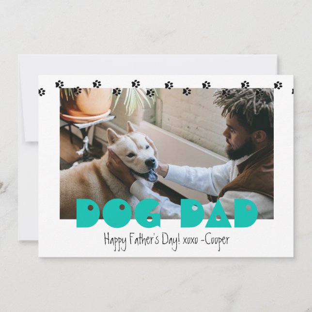 Dog Dad | Paw Prints | Custom Mother's Day Holiday Card (Front)