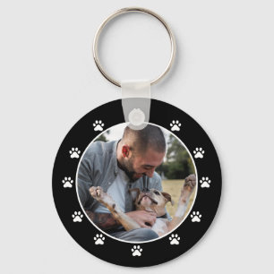 Dog Dad Pawprint Pet Photo  Key Ring