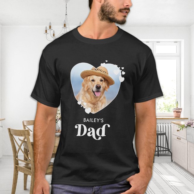 Dog DAD Personalise Dog Lover Cute Heart Pet Photo T-Shirt (Creator Uploaded)