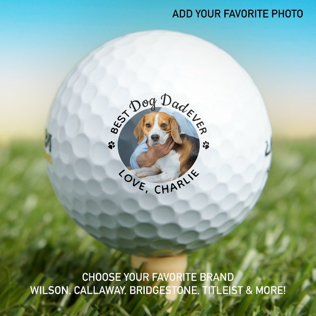 Dog Dad Personalised Best Dad Ever Custom Photo Golf Balls (Creator Uploaded)
