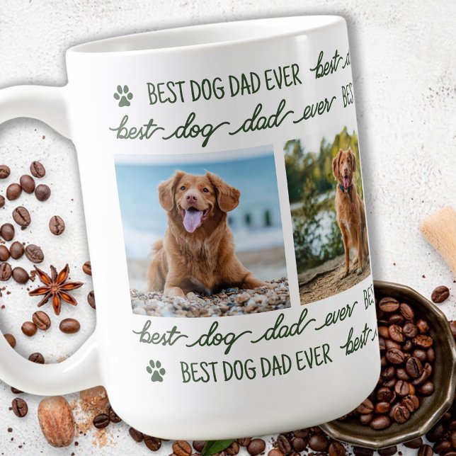DOG DAD - Personalised Pet 4 Photo Collage  Coffee Mug (Creator Uploaded)