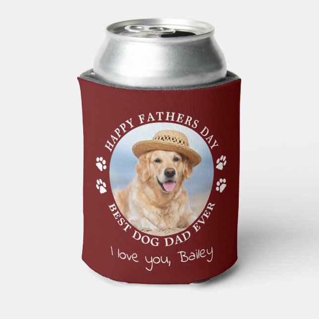 Dog Dad Personalised Pet Photo Happy Fathers Day  Can Cooler (Can Back)