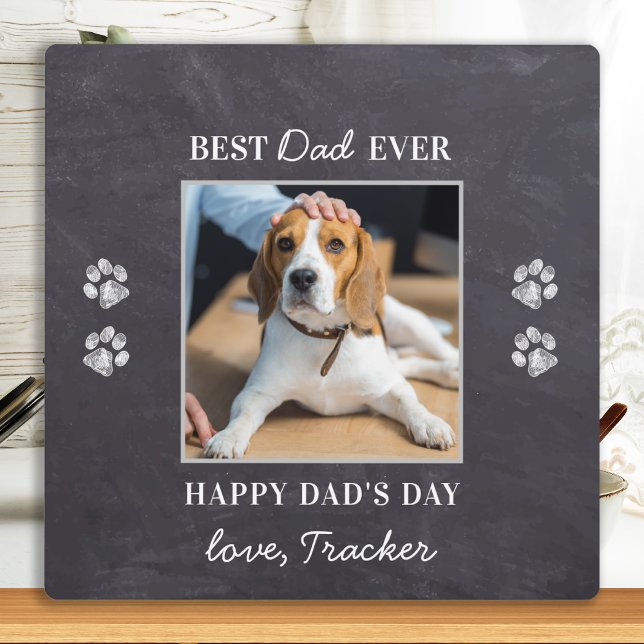 Dog Dad Personalised Pet Photo Rustic Father's Day Plaque (Creator Uploaded)