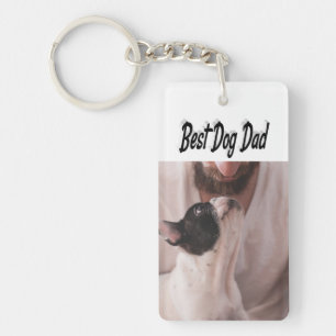Dog Dad Photo Black text Key Ring