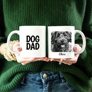 Dog Dad Photo Mug in Simple White & Black Design