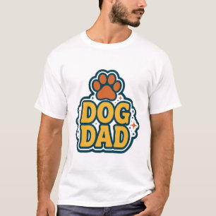 Dog Dad Retro Typography Paw Print Gift Art T-Shirt