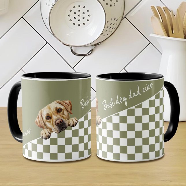 Dog Dad Sage Olive Yellow Labrador Custom Mug (Creator Uploaded)