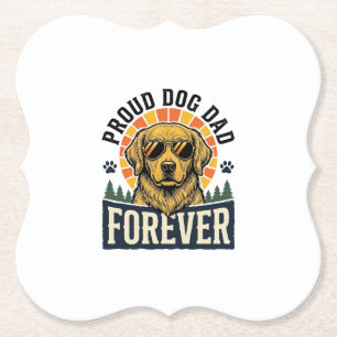 Dog Dad Shirt Vintage Golden Retriever Retro Desig Paper Coaster