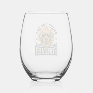 Dog Dad Shirt Vintage Golden Retriever Retro Desig Stemless Wine Glass