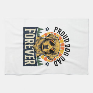 Dog Dad Shirt Vintage Golden Retriever Retro Desig Tea Towel