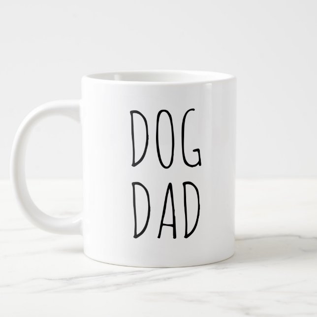 "Dog Dad" Simple Modern Farmhouse Large Coffee Mug (Left)