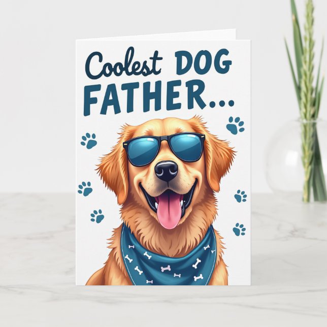 Dog Dad Teal Bandanna Card (Front)