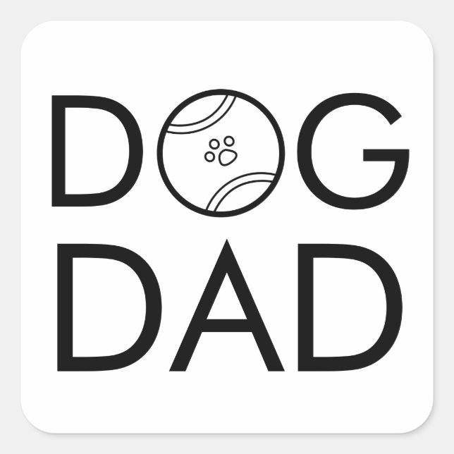 Dog Dad Tennis Ball Minimalist Typography Square Sticker (Front)