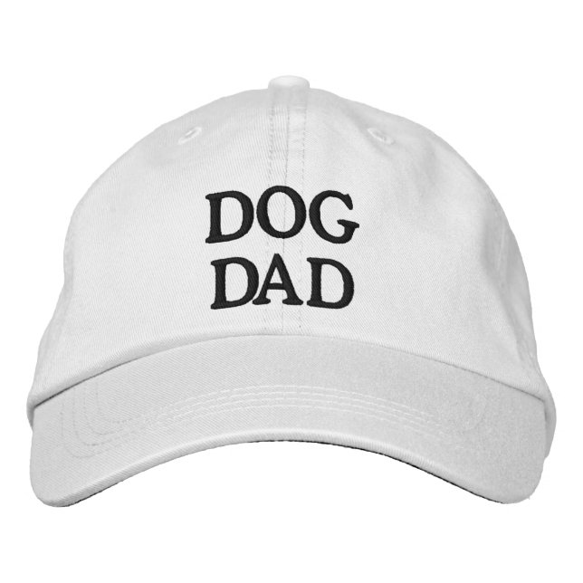 Dog Dad white & black custom text simple elegant Embroidered Hat (Front)