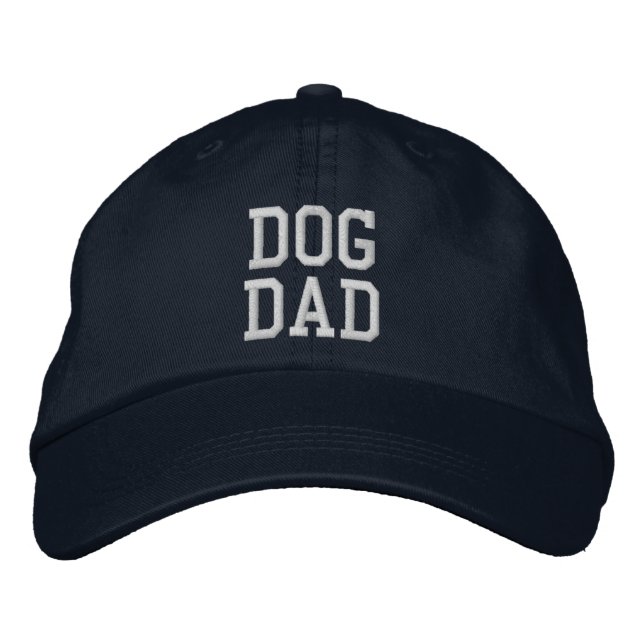 Dog Dad white custom text cute modern fun cool Embroidered Hat (Front)
