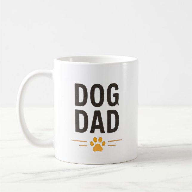 Dog Dad With Paw Simple Design Coffee Mug (Left)