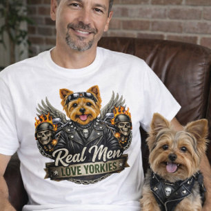 Dog Dads Masculine Yorkie Biker  T-Shirt