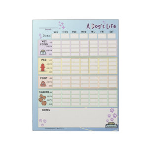 Dog Daily Tracker, Sunday Start Notepad
