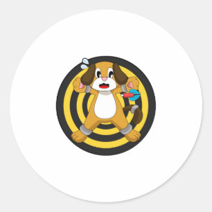Dog Darts Dart Dartboard Classic Round Sticker