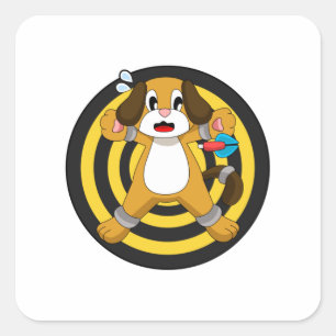 Dog Darts Dart Dartboard Square Sticker