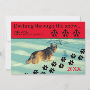 Dog Dashing Through the Snow - Christmas Card