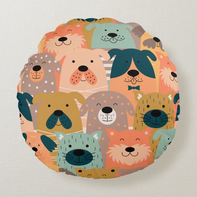 Dog Day Round Cushion (Front)