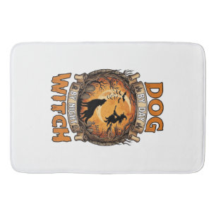 Dog Day Witch Night Halloween Wolf Moon Bats_1 Bath Mat