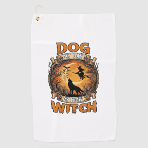 Dog Day Witch Night Halloween Wolf Moon Bats_1 Golf Towel
