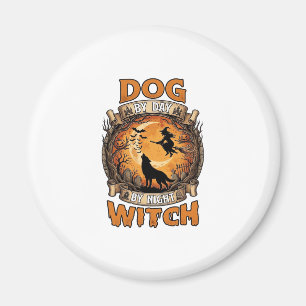 Dog Day Witch Night Halloween Wolf Moon Bats_1 Magnet