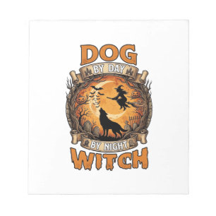 Dog Day Witch Night Halloween Wolf Moon Bats_1 Notepad