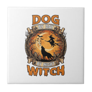Dog Day Witch Night Halloween Wolf Moon Bats_1 Tile